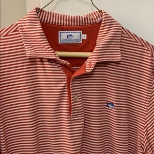 Red and white southern tide polo